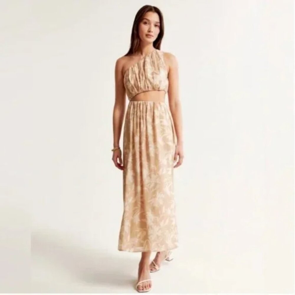 Abercrombie and Fitch One Shoulder Cut Out Midi Dress